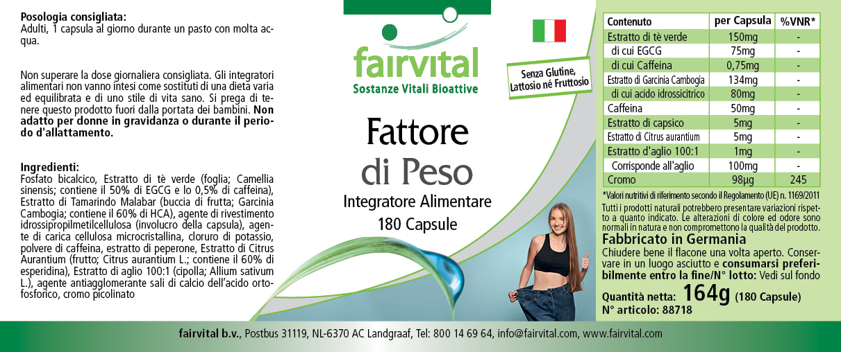 Weight Factor - 180 Kapseln - mit Chrom - für Blutzuckerspiegel - Vegan | Fairvital Weight Factor - 180 Kapseln - mit Chrom - für Blutzuckerspiegel - Vegan | Fairvital