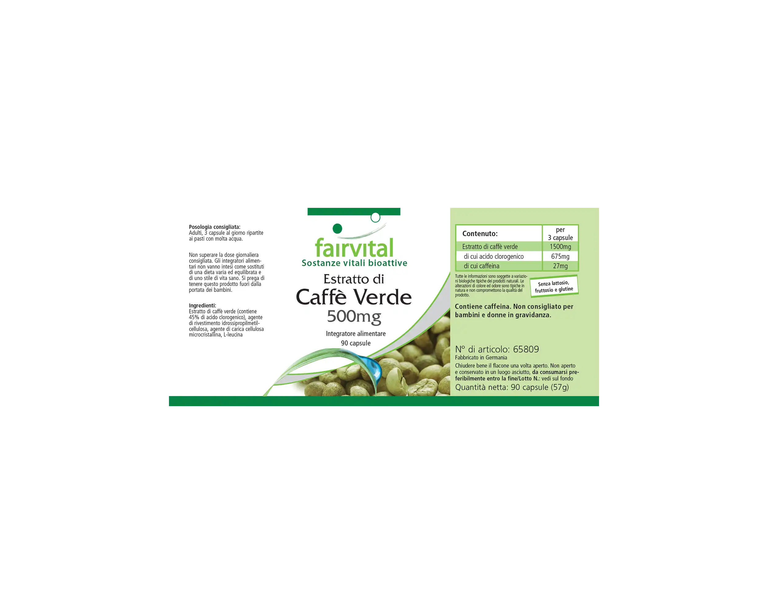 Grüner Kaffee Extrakt 500mg - 90 Kapseln - Standardisiert auf 45% Chlorogensäure - Hochdosiert und Vegan | Fairvital Grüner Kaffee Extrakt 500mg - 90 Kapseln - Standardisiert auf 45% Chlorogensäure - Hochdosiert und Vegan | Fairvital