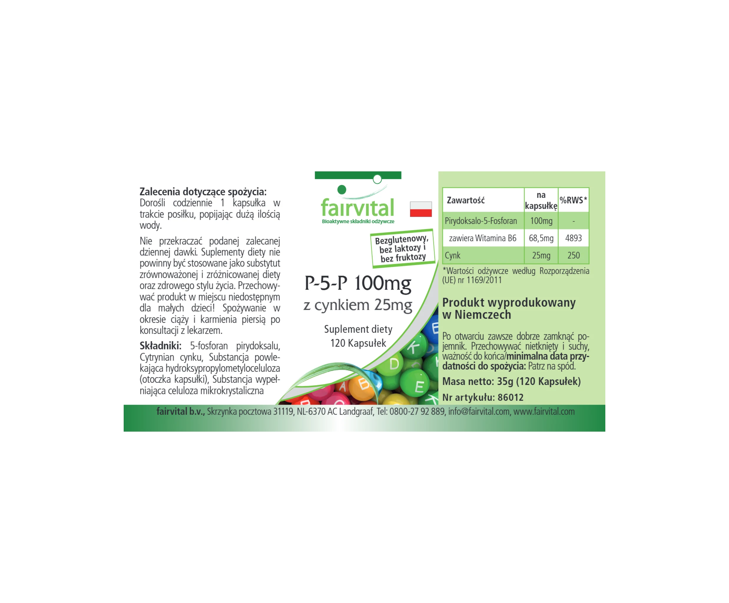 P-5-P 100mg mit Zink 25mg - 120 Kapseln - für Energie, Nervensystem uvm. - hochdosiert und vegan | Fairvital