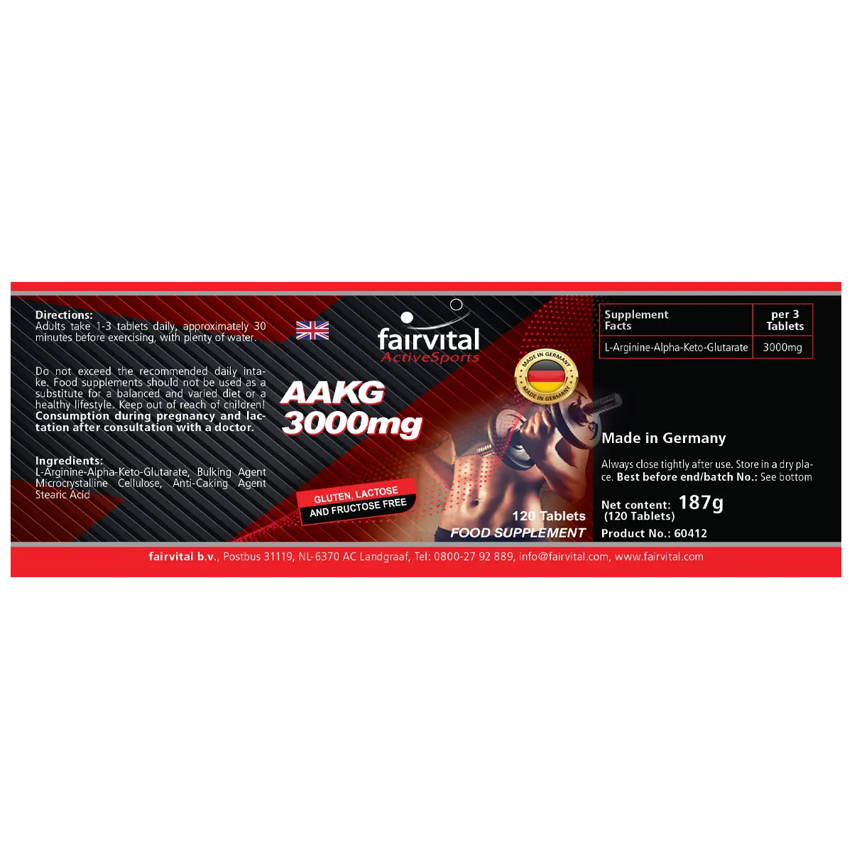 AAKG 3000mg L-Arginine-Alpha-Ketoglutarate - 120 tablets