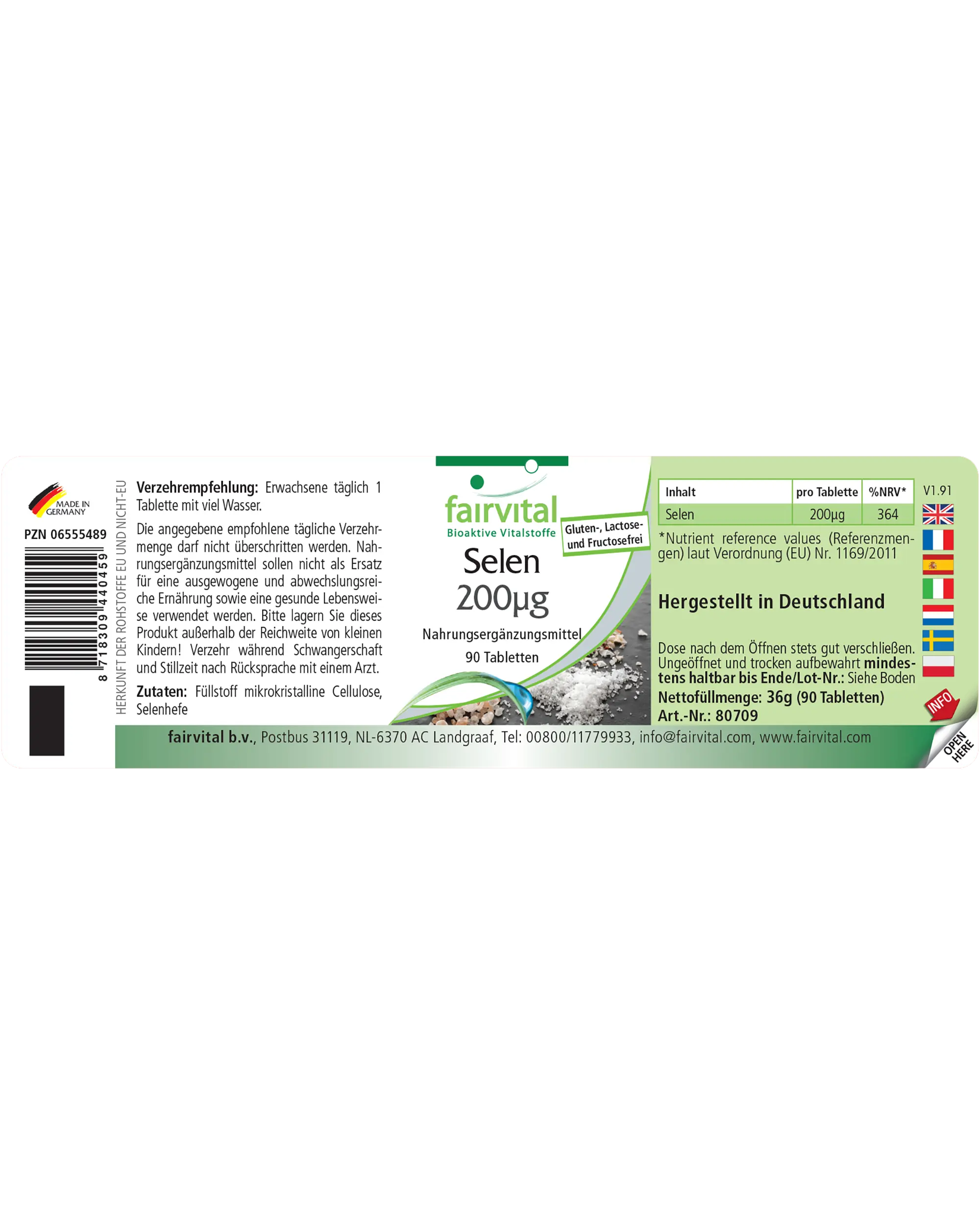 Selen 200µg - 90 Tabletten - für Schilddrüse, Immunsystem, Haare uvm. - Vegan | Fairvital