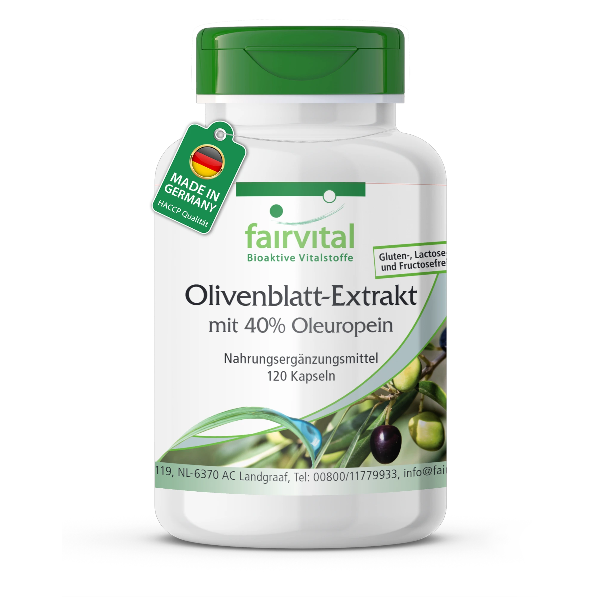 Olivenblatt-Extrakt mit 40% Oleuropein - 120 Kapseln - vegan | Fairvital