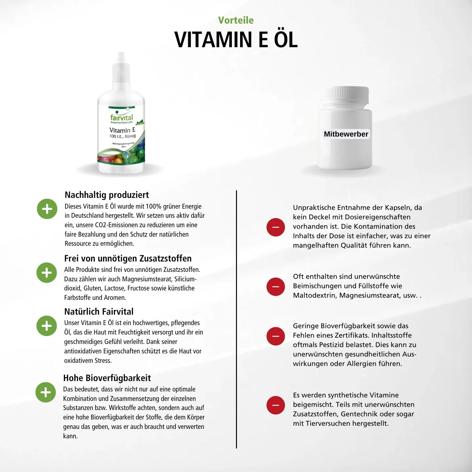 Vitamin E-Öl  100 I.E. - 50ml - für Zellschutz - abgedeckter Bedarf - Vegan | Fairvital