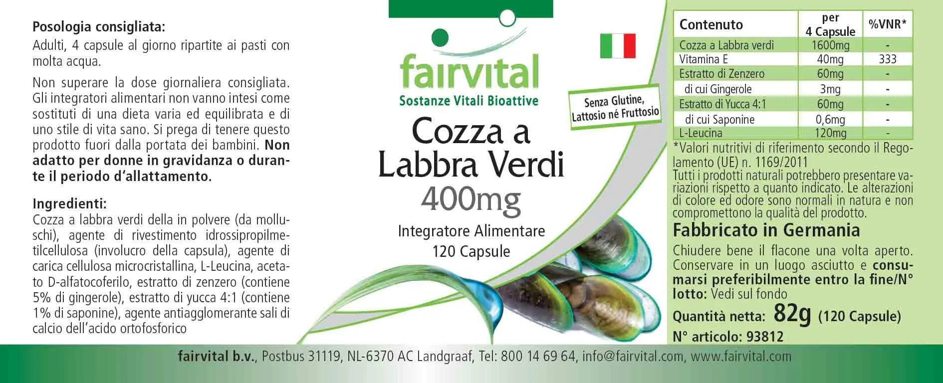 Mejillón de labios verdes 400 mg - 120 cápsulas Mejillón de labios verdes 400 mg - 120 cápsulas