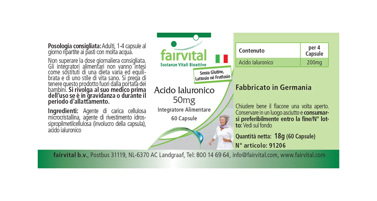 Hyaluronsäure 50mg - 60 Kapseln - Vegan | Fairvital