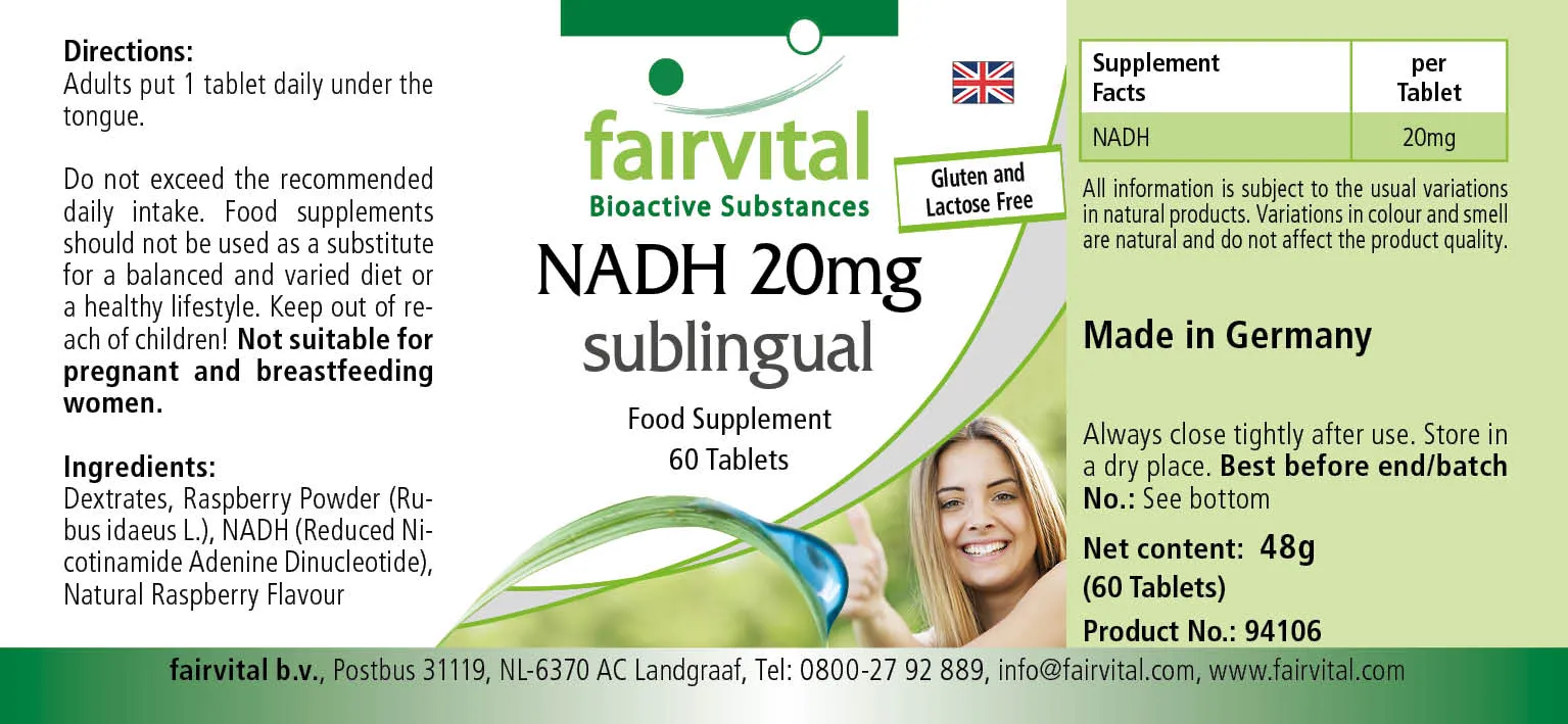 NADH 20mg sublingual - 60 Tablets NADH 20mg sublingual - 60 Tablets