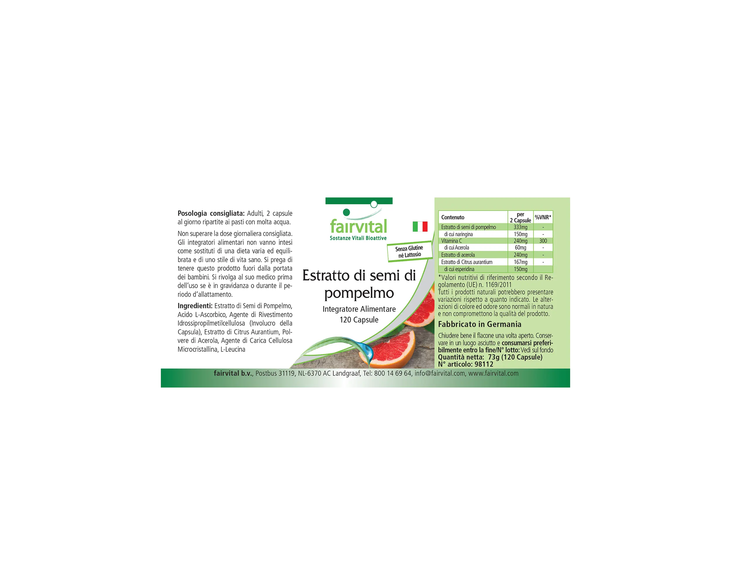Grapefruit seed extract - 120 capsules - with vitamin C - over 100% daily requirement | Fairvital