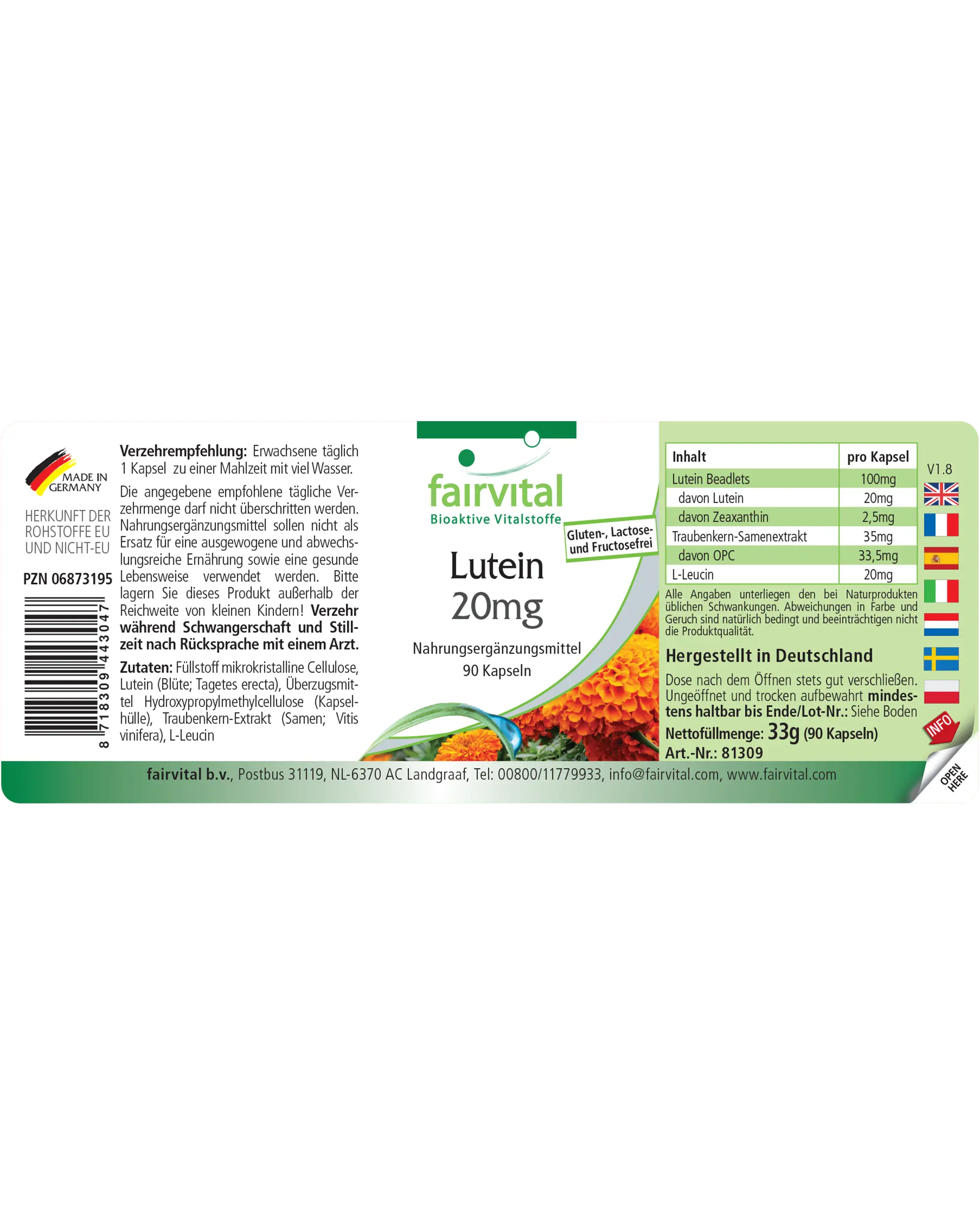 Lutein 20mg - 90 Capsules Lutein 20mg - 90 Capsules