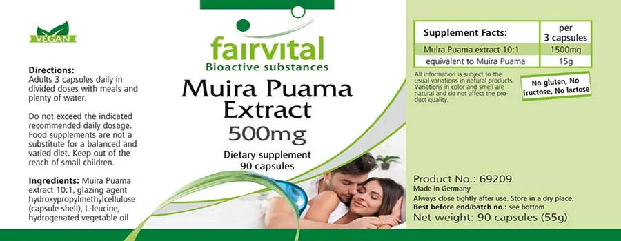 Muira Puama Extract 10: 1 500mg - 90 capsules