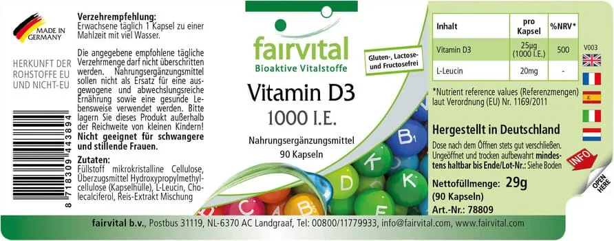 Vitamin D3 1000 I.U. – 90 capsules
