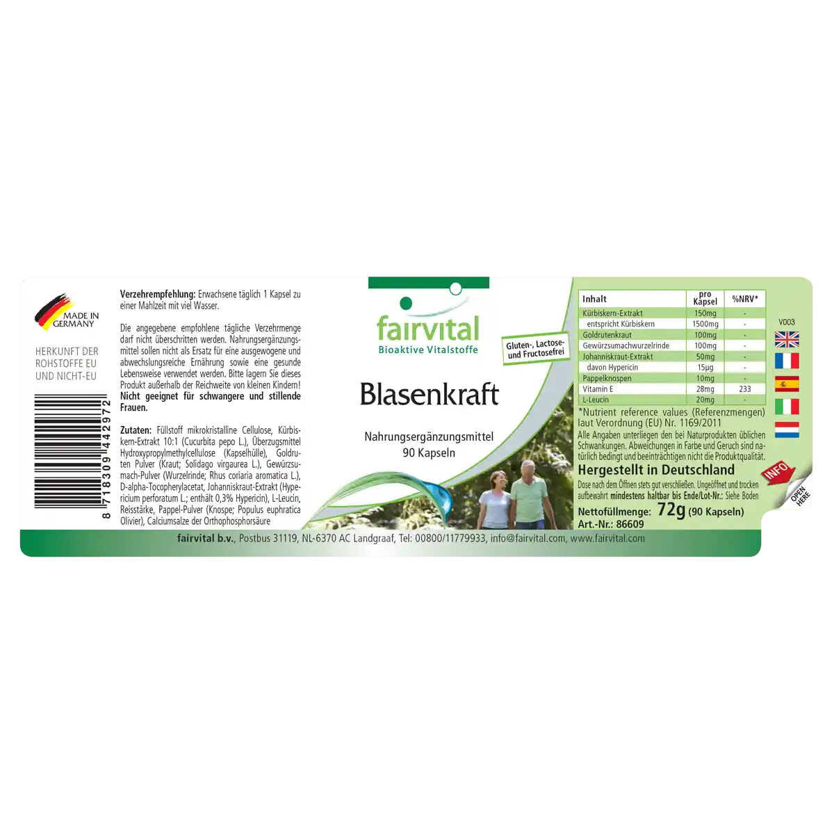 Blasenkraft - 90 Kapseln - mit Kürbiskern, Goldrutenkraut, Vitamin E uvm. - Zellschutz - Vegan | Fairvital Blasenkraft - 90 Kapseln - mit Kürbiskern, Goldrutenkraut, Vitamin E uvm. - Zellschutz - Vegan | Fairvital