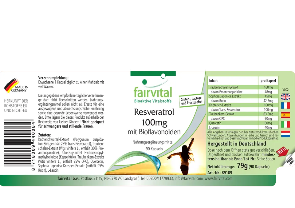 Resveratrolo 100 mg con bioflavonoidi - 90 capsule Resveratrolo 100 mg con bioflavonoidi - 90 capsule