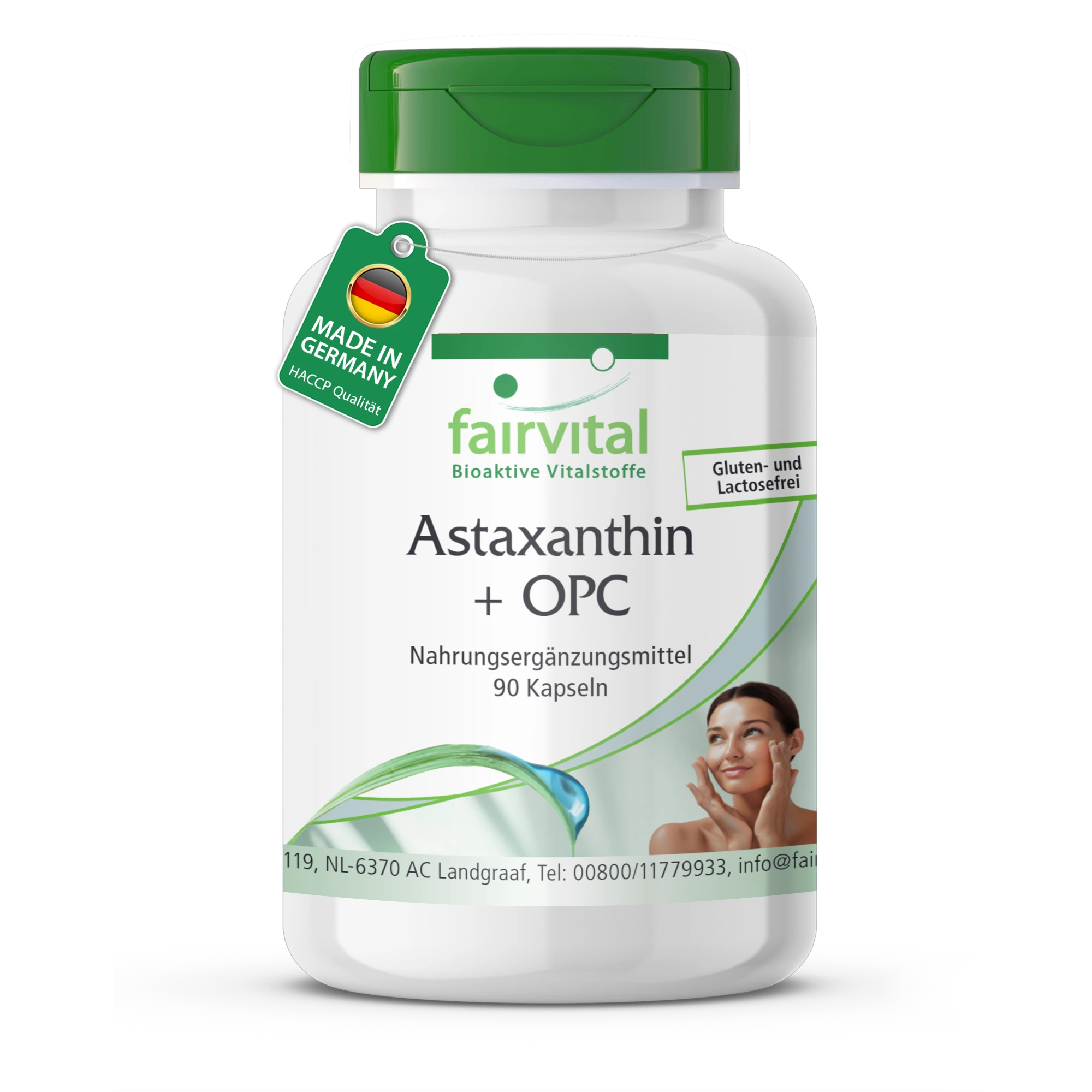 Astaxanthin + OPC - mit Vitamin C & E - für Immunsystem & Kollagenbildung - 90 Kapseln - Hochdosiert und Vegan | Fairvital