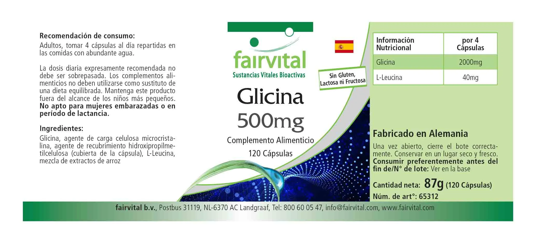 Glycine 500mg - 120 capsules