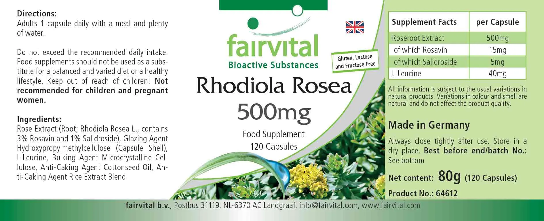 Rhodiola Rosea 500mg - 120 Capsules Rhodiola Rosea 500mg - 120 Capsules