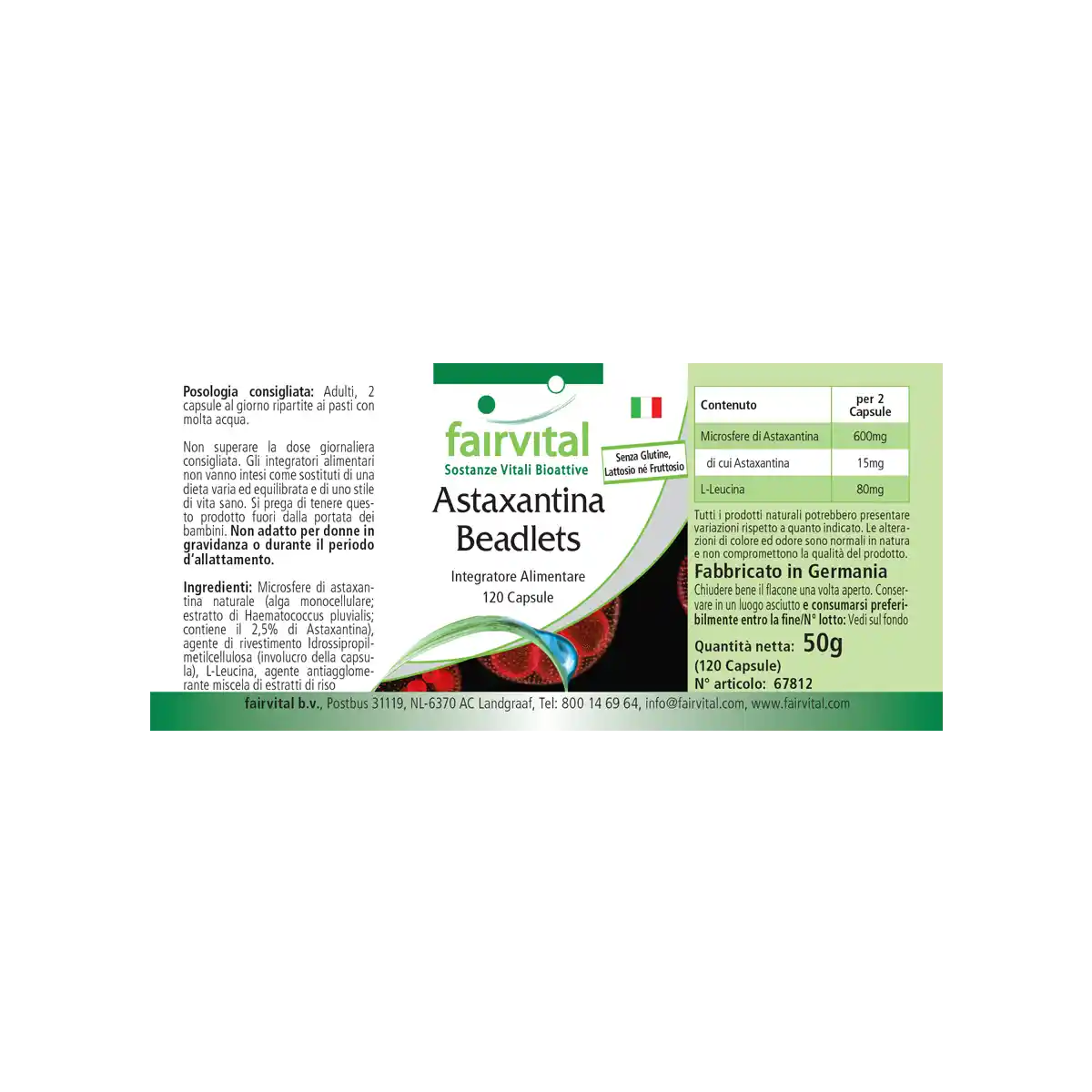 Astaxanthin Beadlets mikroverkapselt - 120 Kapseln - Hochdosiert und Vegan | Fairvital Astaxanthin Beadlets mikroverkapselt - 120 Kapseln - Hochdosiert und Vegan | Fairvital