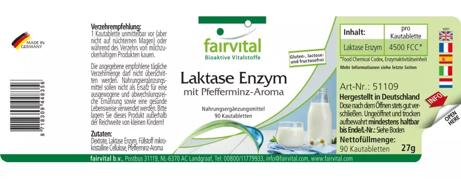 Lactase Enzyme - 90 chewable tablets