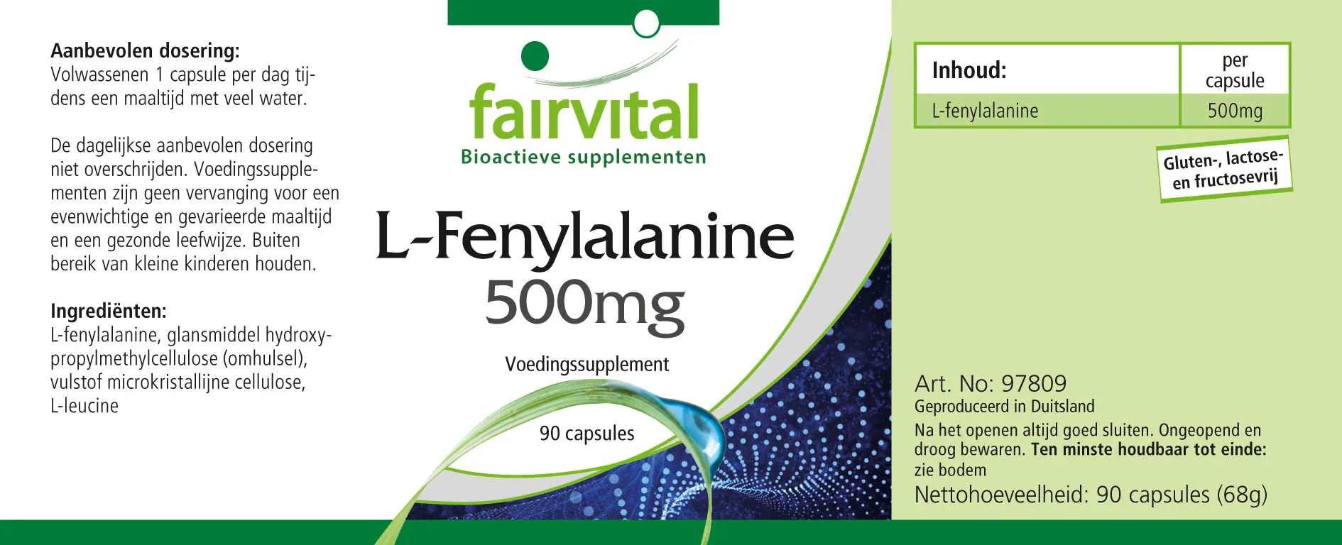 L-fenylalanine 500mg - 90 capsules
