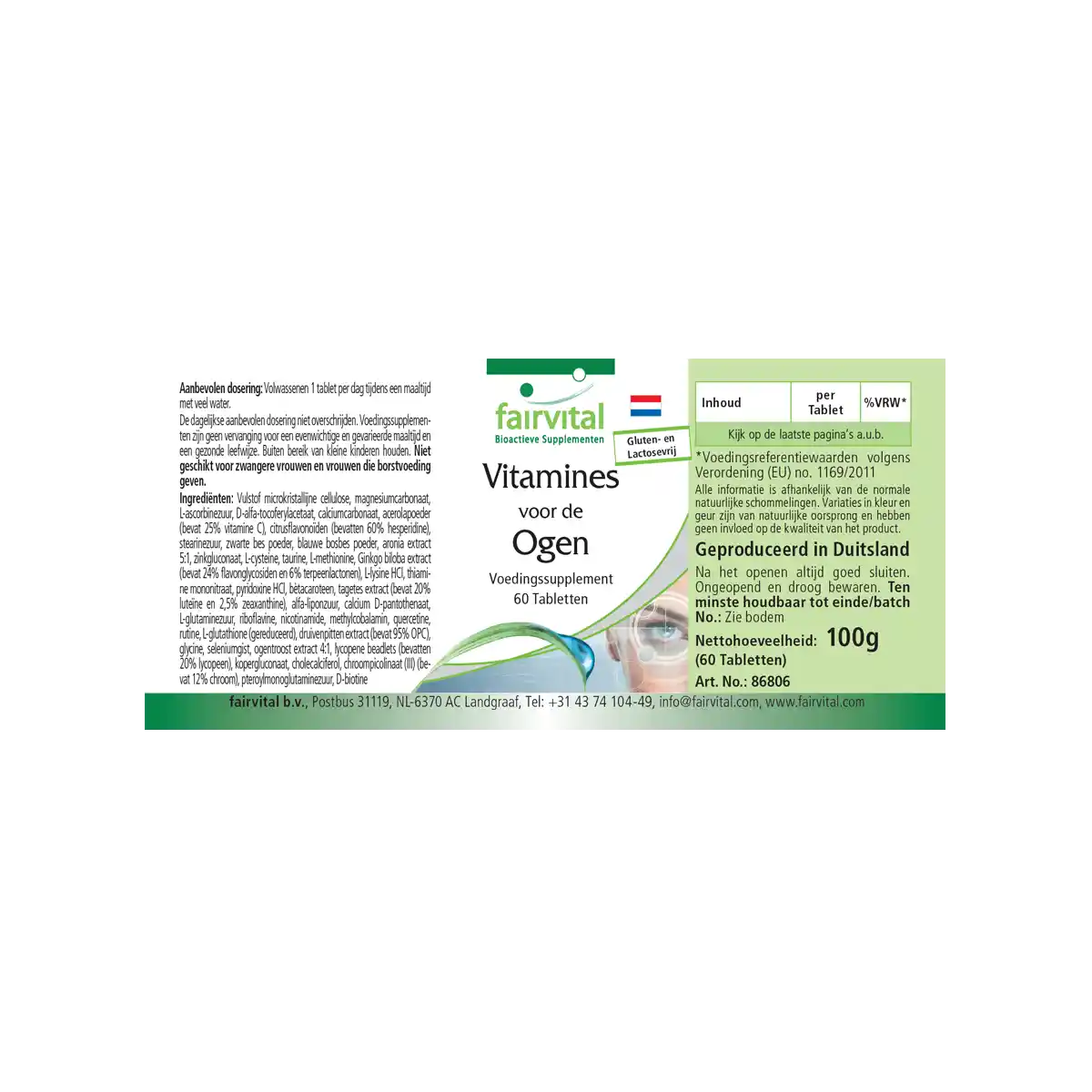 Augenvitamine - 60 Tabletten - mit Vitamin A, Riboflavin, Zink, uvm. - für Sehkraft, Zellteilung uvm. | Fairvital Augenvitamine - 60 Tabletten - mit Vitamin A, Riboflavin, Zink, uvm. - für Sehkraft, Zellteilung uvm. | Fairvital