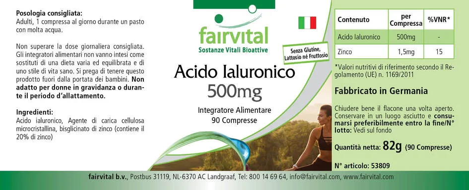 Acido ialuronico 500 mg - 90 compresse Acido ialuronico 500 mg - 90 compresse