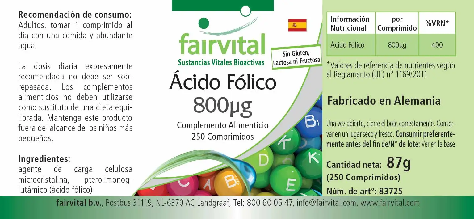 Folic Acid 800µg - 250 Tablets Folic Acid 800µg - 250 Tablets