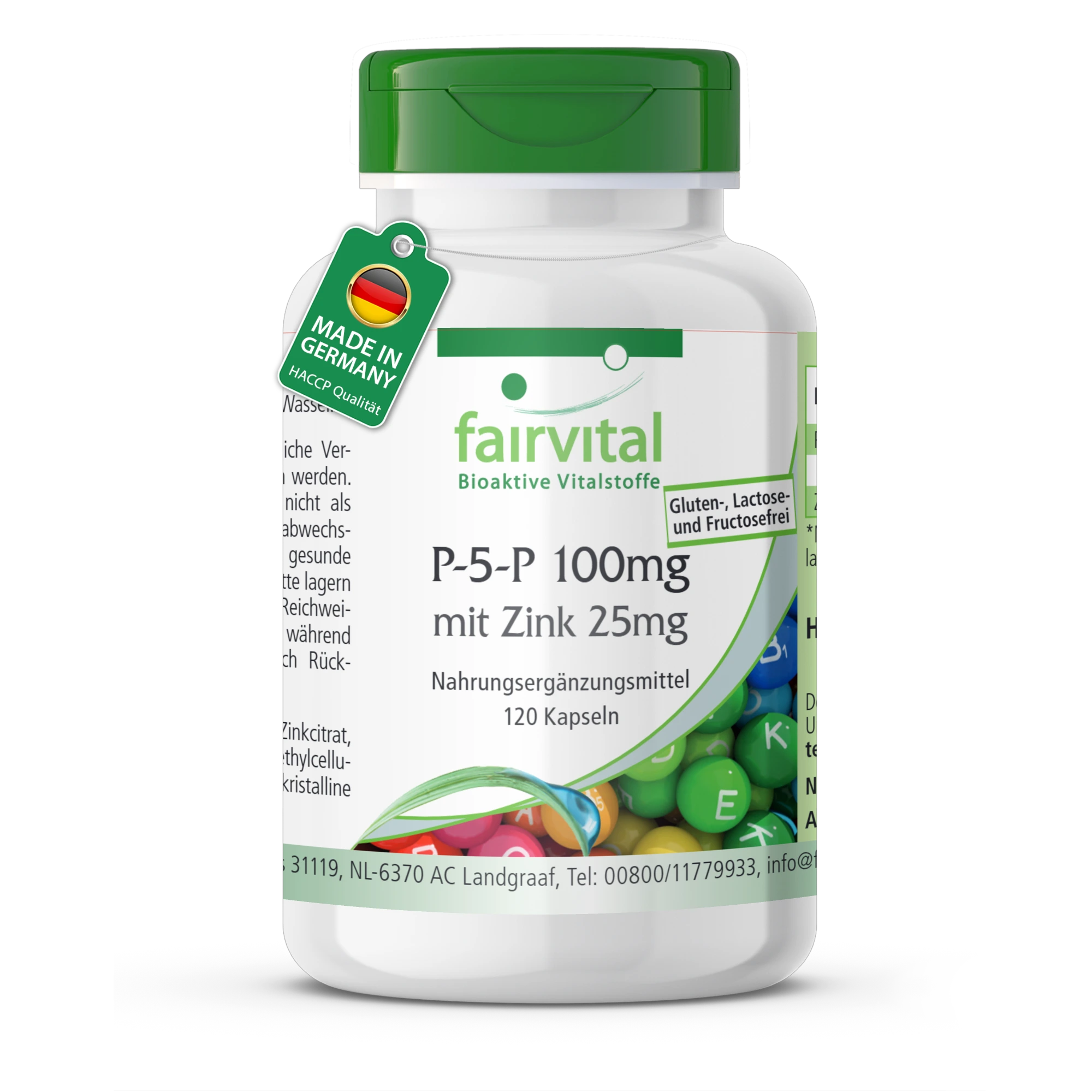 P-5-P 100mg mit Zink 25mg - 120 Kapseln - für Energie, Nervensystem uvm. - hochdosiert und vegan | Fairvital