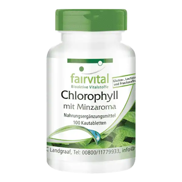 Chlorophyll with mint flavour – 100 chewable tablets