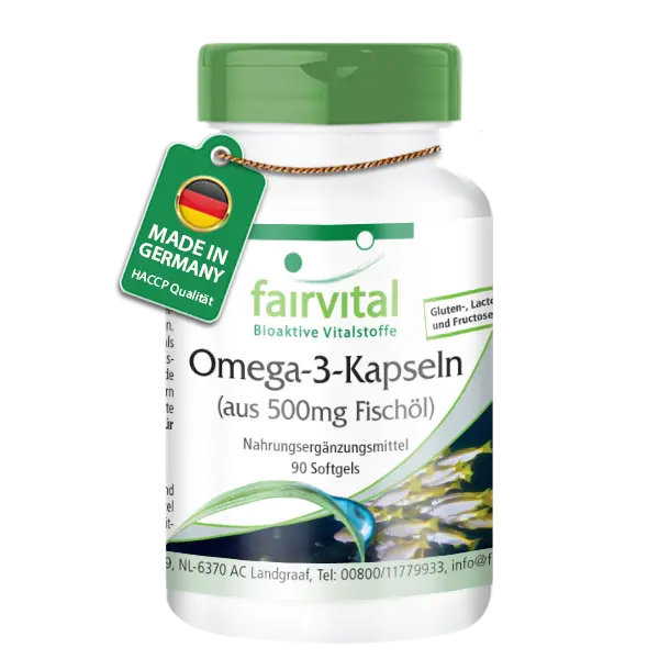 Capsule di Omega-3 da 500mg di Olio di Pesce – 90 Softgels Capsule di Omega-3 da 500mg di Olio di Pesce – 90 Softgels