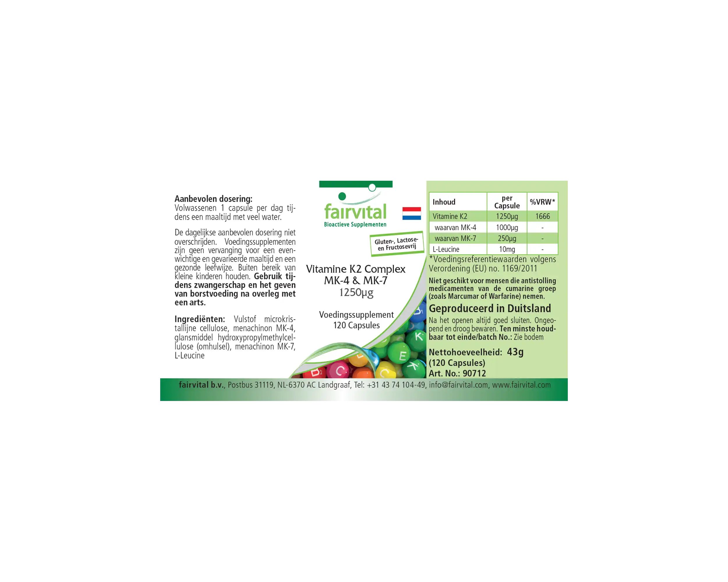 Vitamin K2 Complex MK-4 & MK-7 1250µg - 120 Capsules