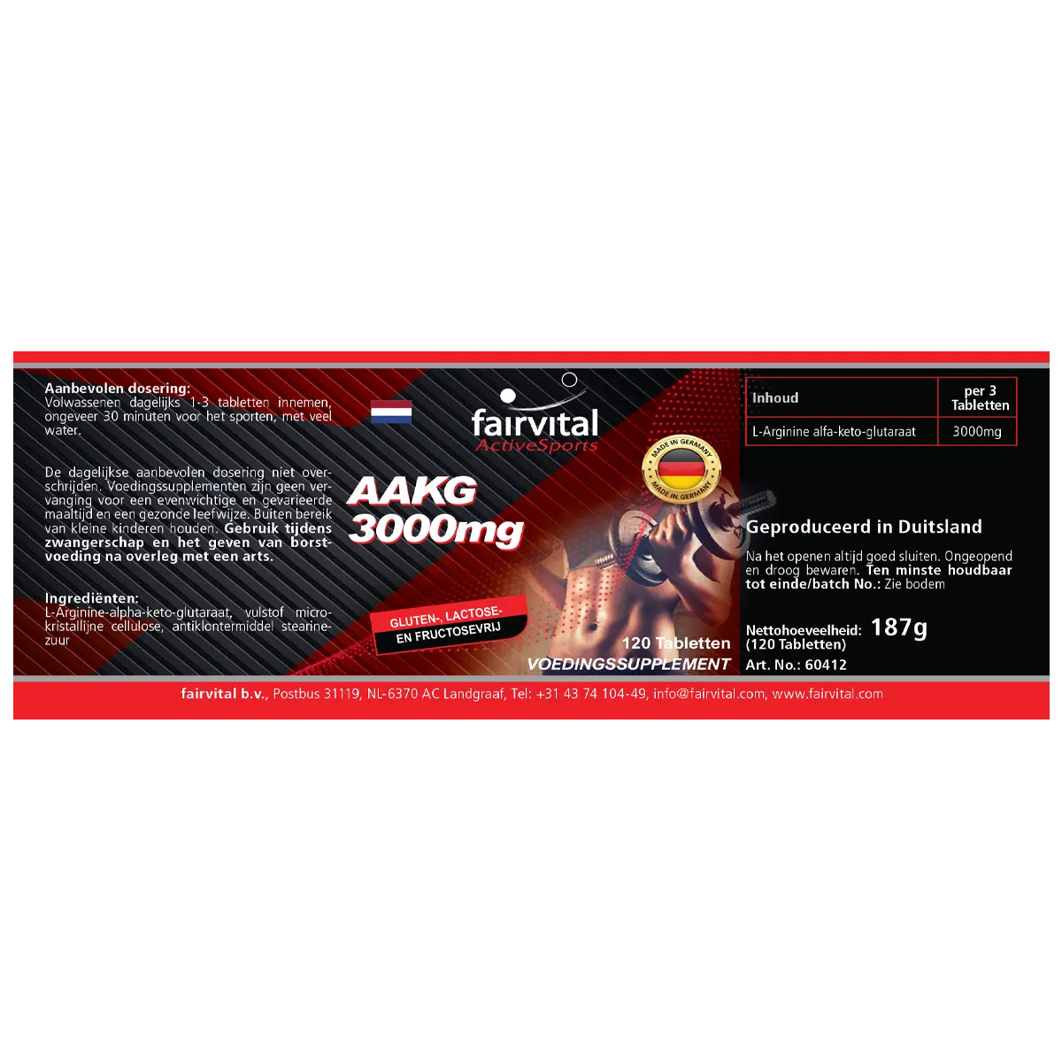 AAKG 3000mg L-Arginine-Alpha-Céto-glutarate - 120 comprimés