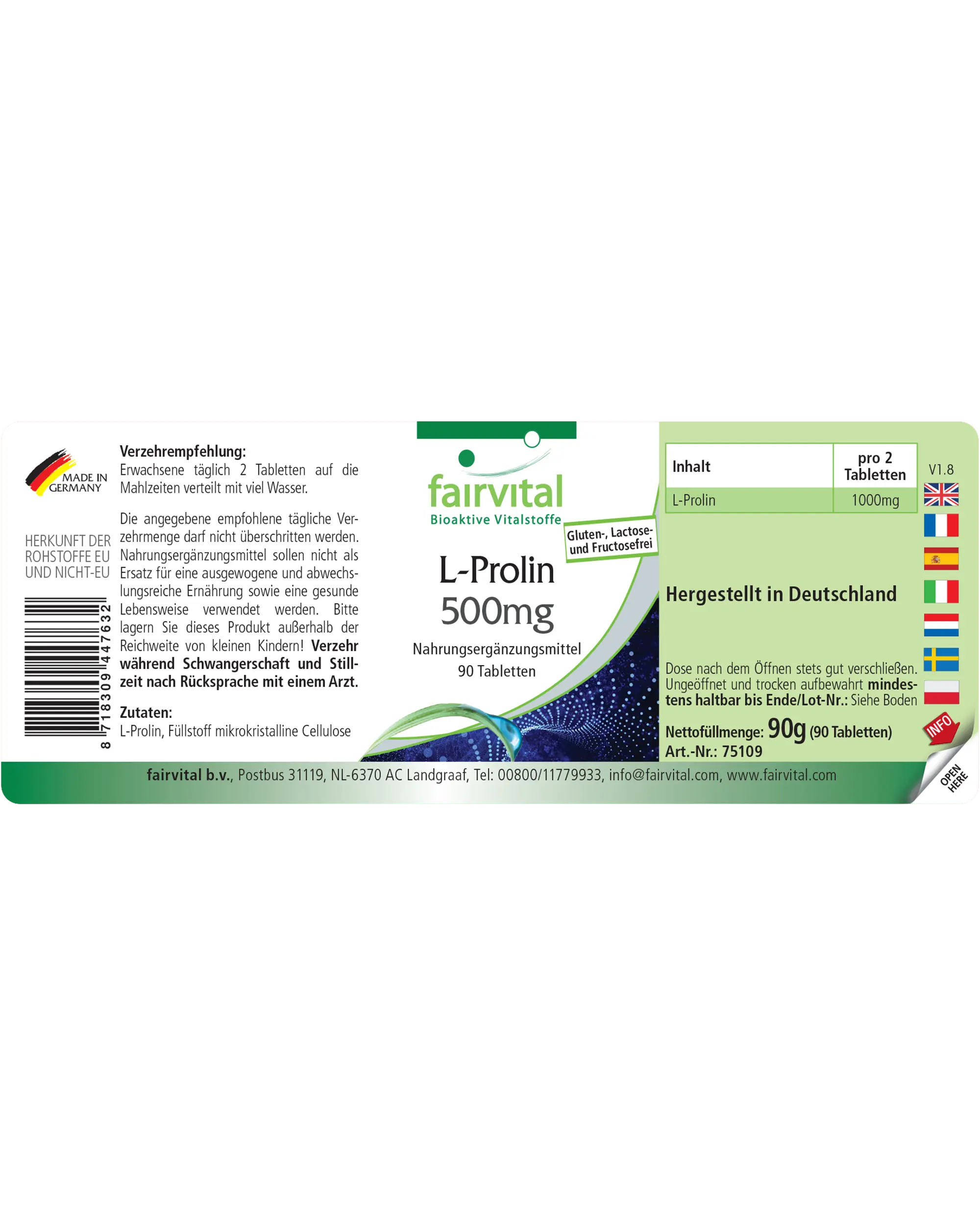 L-prolina 500 mg - 90 compresse