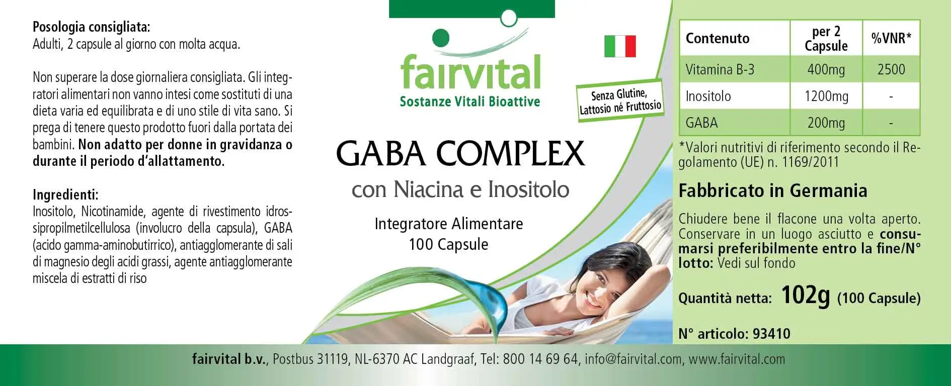 Complesso di GABA con niacina e inositolo – 100 capsule Complesso di GABA con niacina e inositolo – 100 capsule
