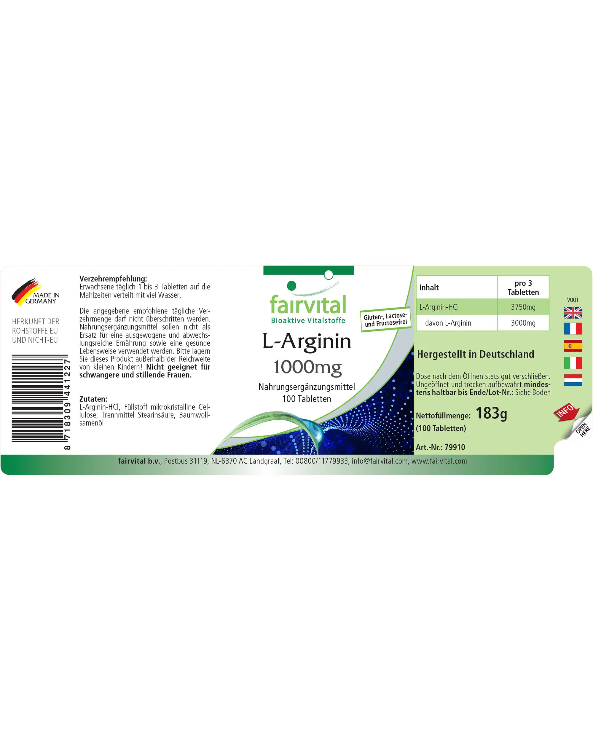 L-Arginina 1000mg - 100 Comprimidos