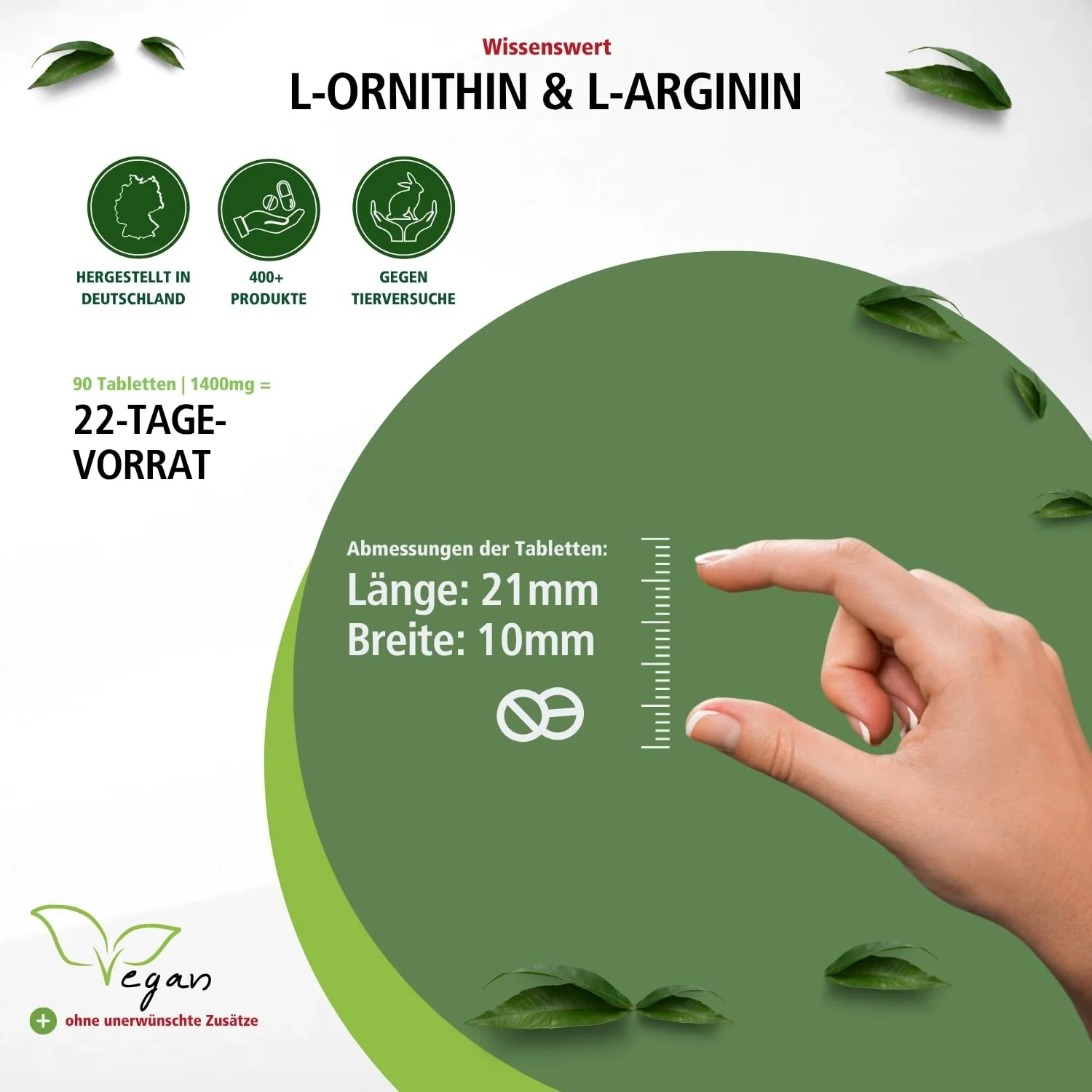 L-Ornithine & L-Arginine 1400mg per daily dose – 90 Tablets – HIGH STRENGTH – VEGAN – Amino Acids | Fairvital