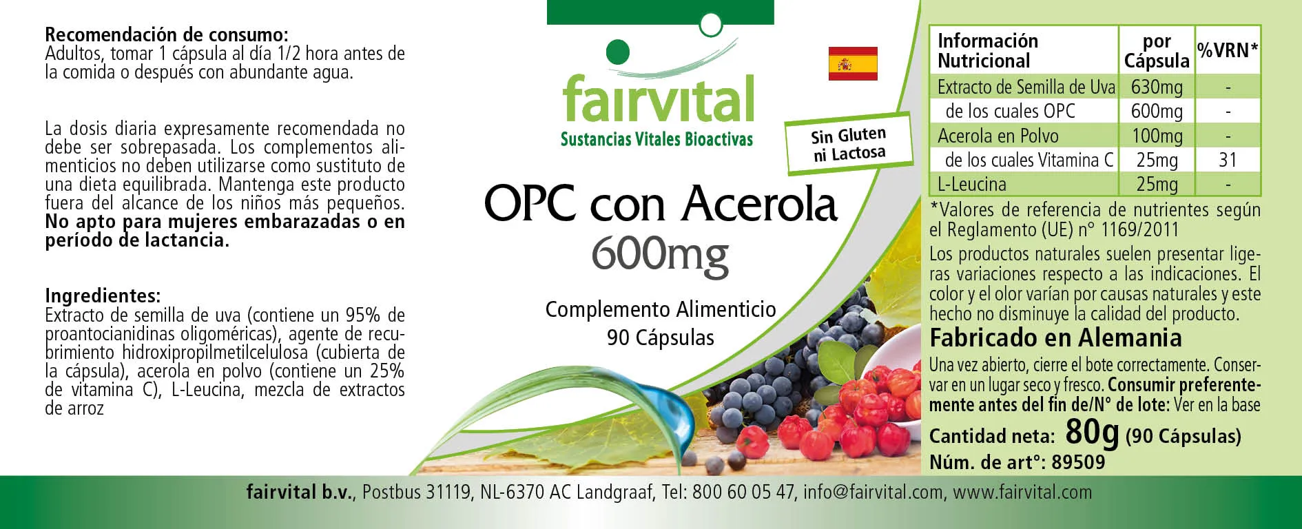 OPC 600mg con acerola - 90 cápsulas OPC 600mg con acerola - 90 cápsulas