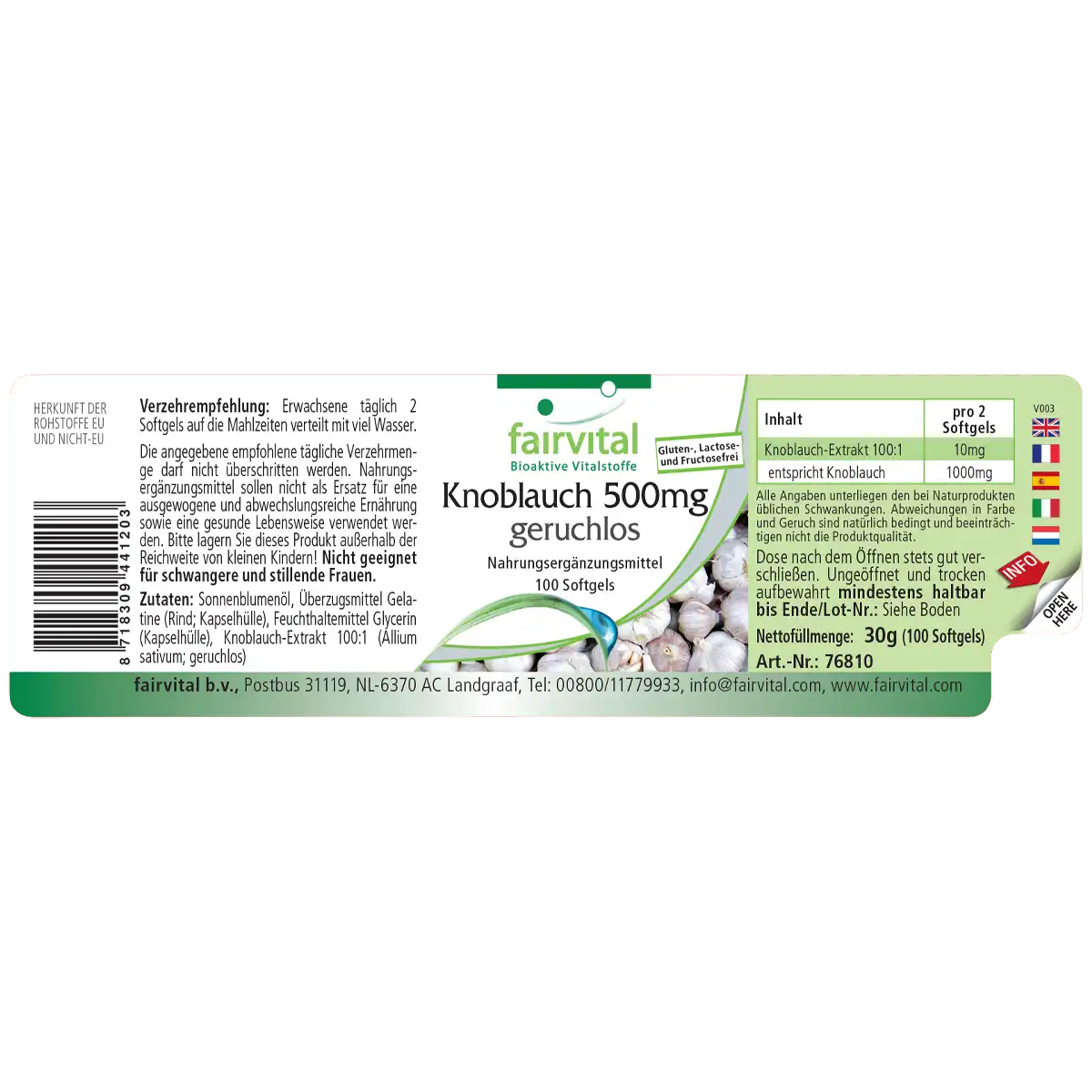 Aglio inodore – 500mg – 100 Softgel Aglio inodore – 500mg – 100 Softgel