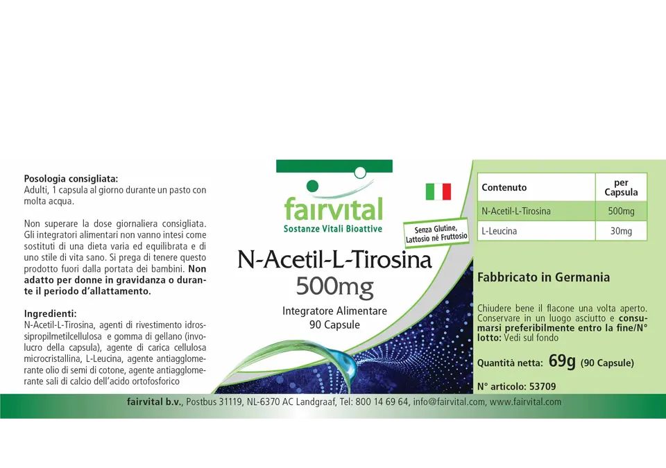 N-Acétyl-L-Tyrosine 500mg - 90 Gélules