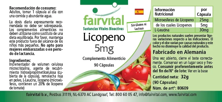 Licopeno 5mg - 90 Cápsulas Licopeno 5mg - 90 Cápsulas