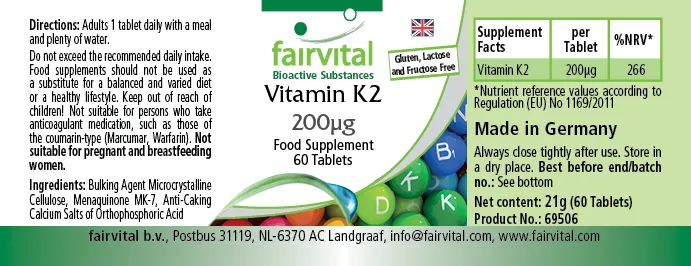 Vitamin K2 200µg - 60 Tablets Vitamin K2 200µg - 60 Tablets
