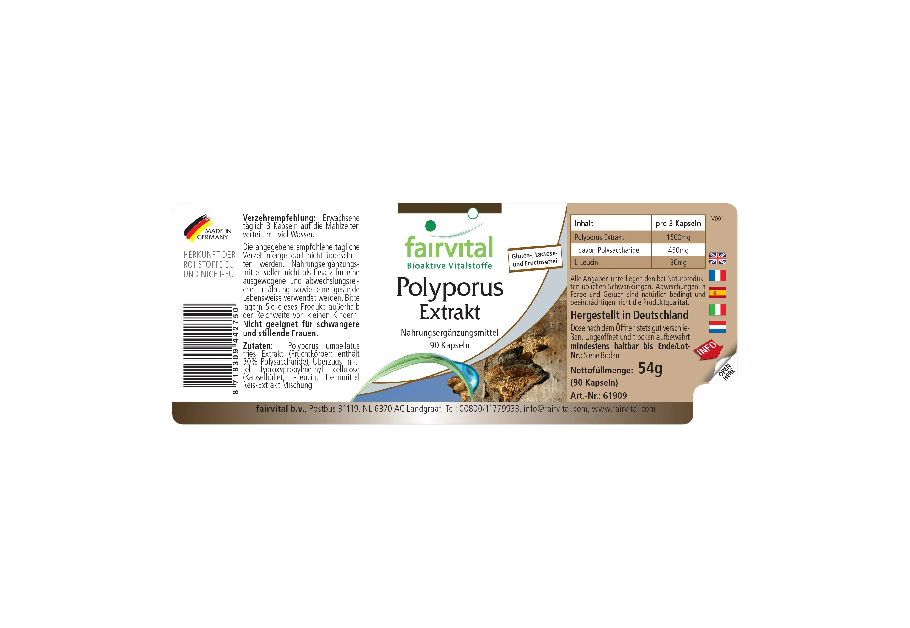 Extracto de Polyporus 500mg - 90 cápsulas