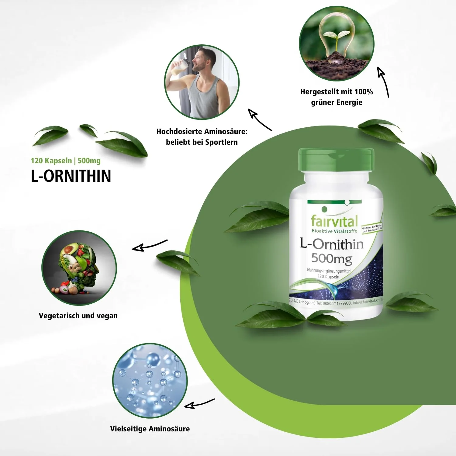 L-Ornitina 500mg - 120 Cápsulas