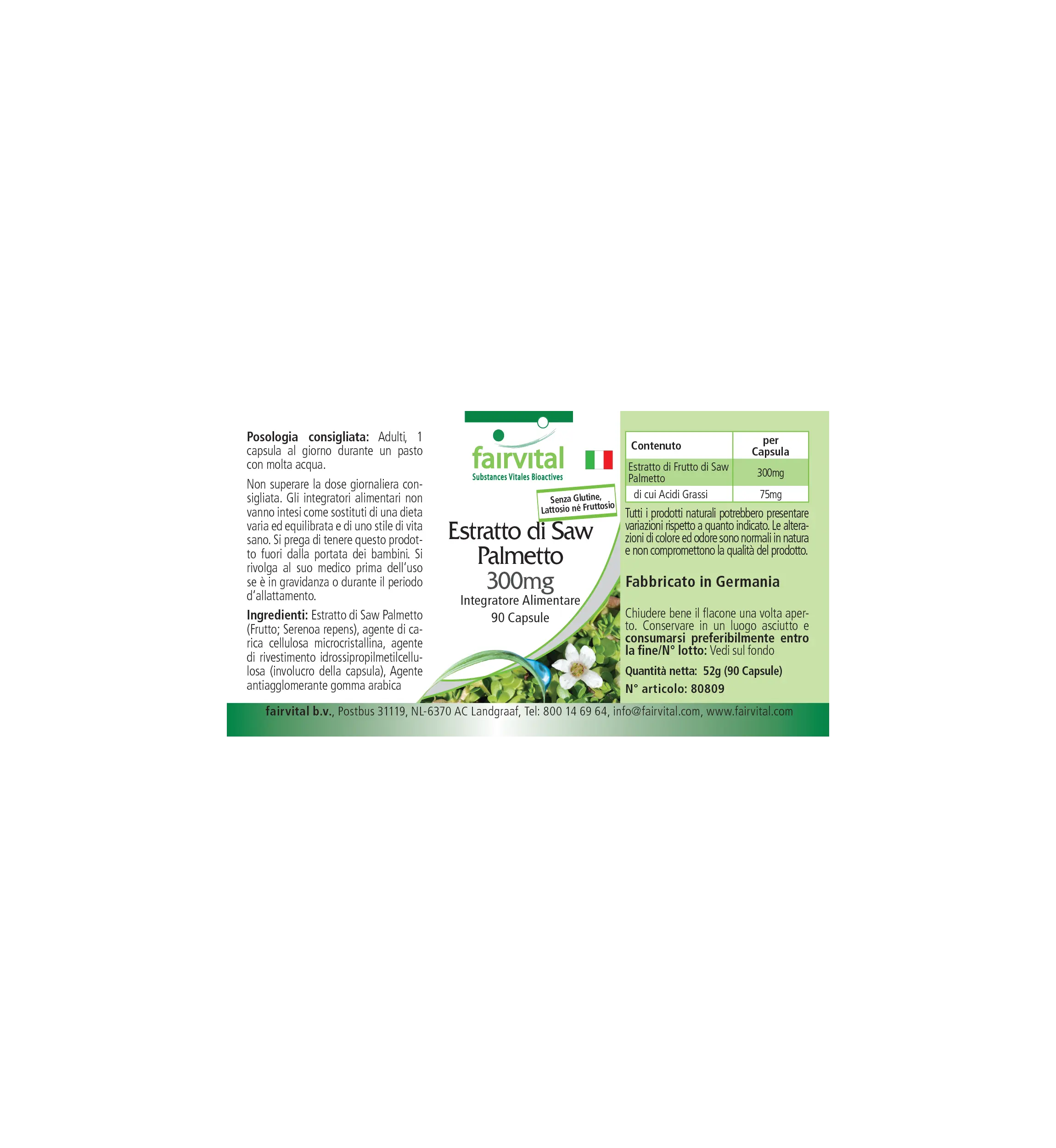 Saw Palmetto Extract 300 mg - 90 capsules - easy to swallow - with beta-sitosterol - vegan | Fairvital