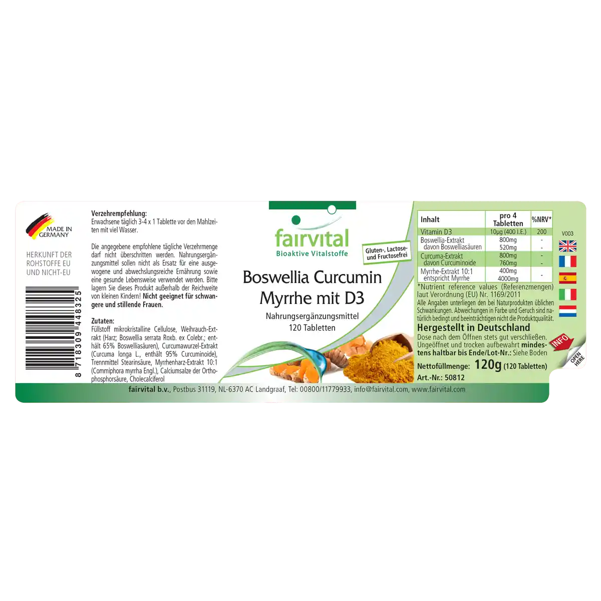 Boswellia Curcumine Myrrhe avec D3 - 120 comprimés