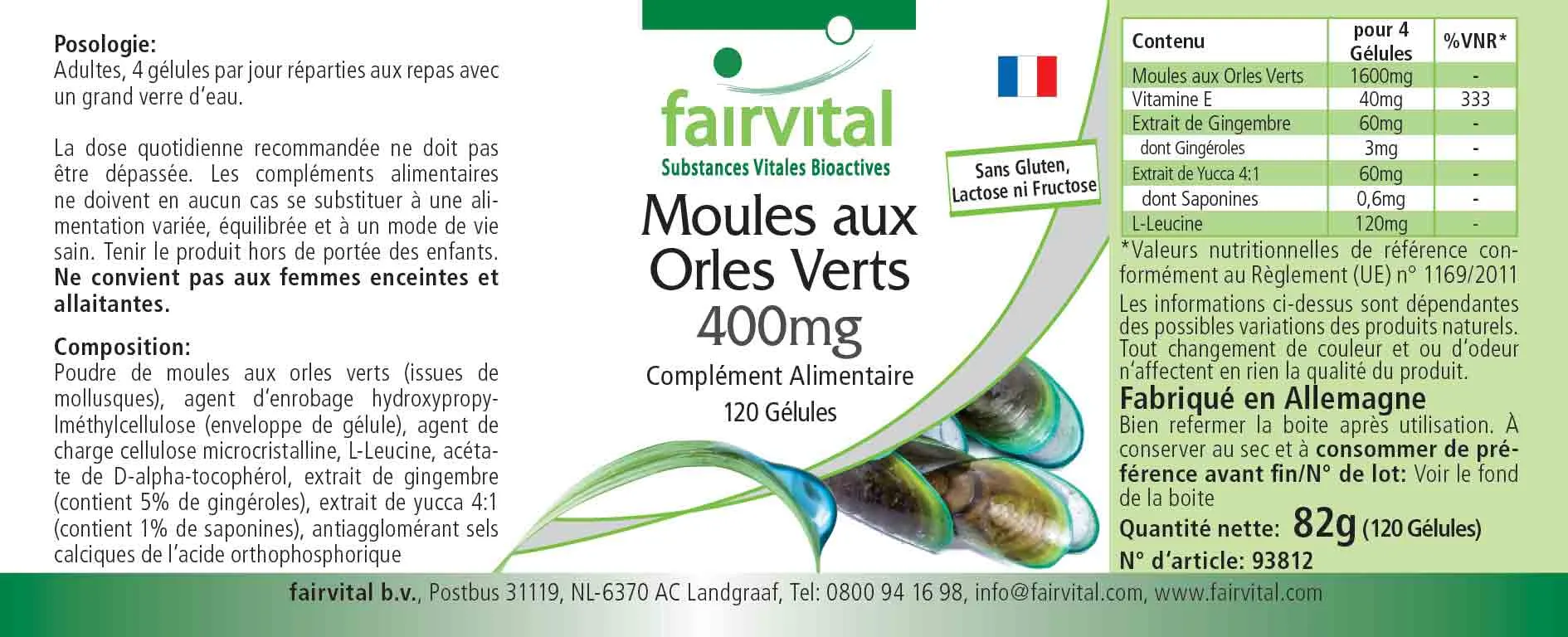 Mejillón de labios verdes 400 mg - 120 cápsulas Mejillón de labios verdes 400 mg - 120 cápsulas