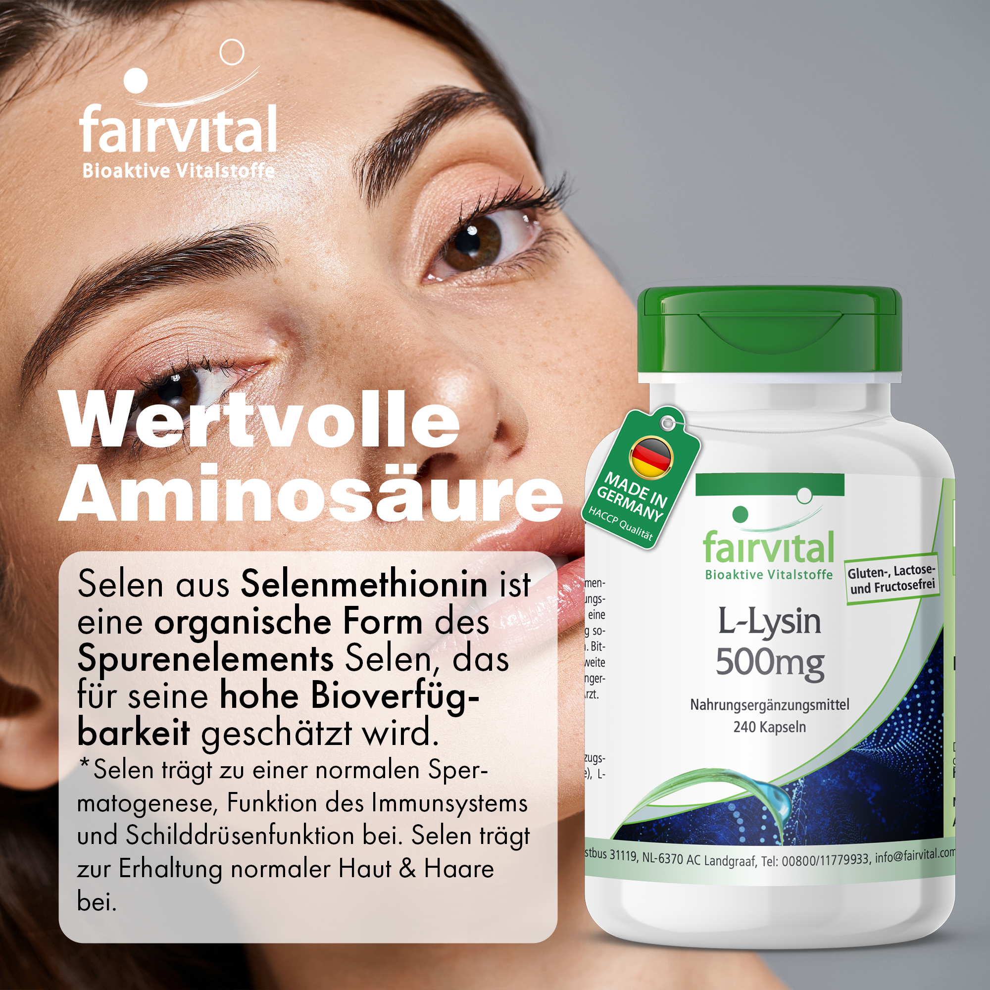 L-Lysin 500mg - 240 Kapseln - vegan | Fairvital