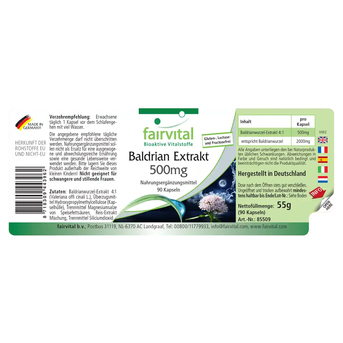 Baldrian Extrakt 500mg - Valeriana Officinalis - 90 Kapseln - Hochdosiert und Vegan | Fairvital Baldrian Extrakt 500mg - Valeriana Officinalis - 90 Kapseln - Hochdosiert und Vegan | Fairvital