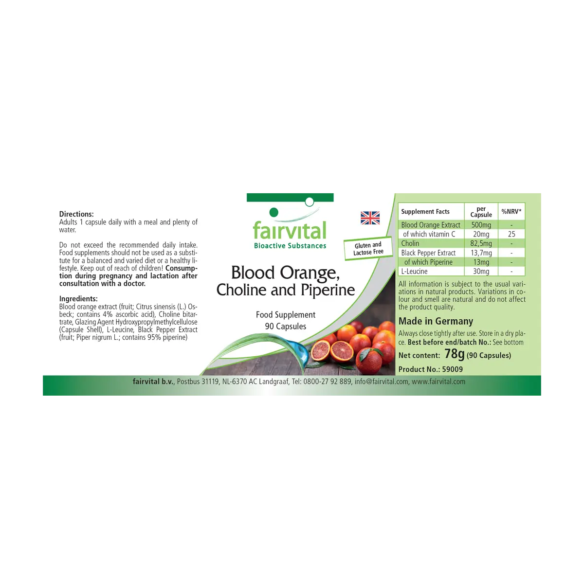 Blutorange, Cholin und Piperin 500mg - 90 Kapseln - mit Vitamin C - für Leberfunktion, Immunsystem uvm. | Fairvital Blutorange, Cholin und Piperin 500mg - 90 Kapseln - mit Vitamin C - für Leberfunktion, Immunsystem uvm. | Fairvital