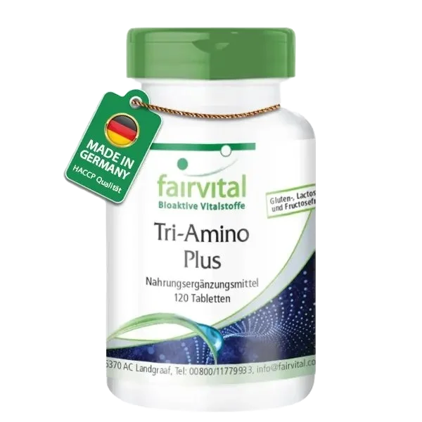 Tri-Amino Plus - 120 Tabletten - mit Calcium, Magnesium uvm. - für Knochen, Muskeln uvm. - Vegan | Fairvital Tri-Amino Plus - 120 Tabletten - mit Calcium, Magnesium uvm. - für Knochen, Muskeln uvm. - Vegan | Fairvital