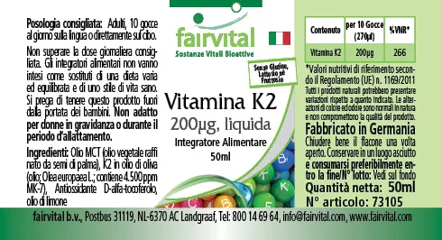 Vitamin K2 liquid 200µg per 10 drops - 50ml Vitamin K2 liquid 200µg per 10 drops - 50ml