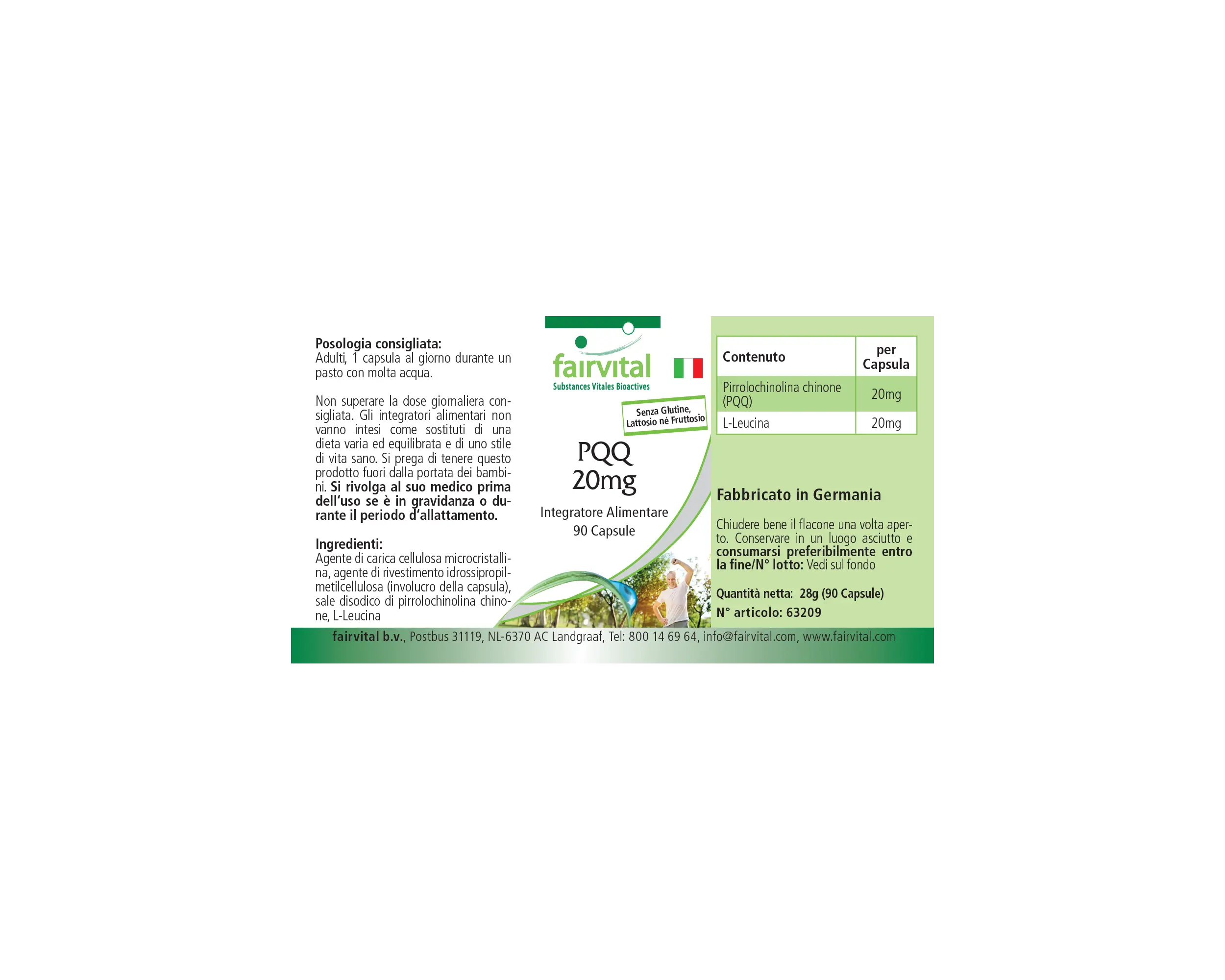PQQ 20mg - 90 Kapseln - Pyrrolochinolinchinon-Dinatriumsalz - Hochdosiert und Vegan | Fairvital PQQ 20mg - 90 Kapseln - Pyrrolochinolinchinon-Dinatriumsalz - Hochdosiert und Vegan | Fairvital
